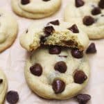 chocolate chip cookies on natural parchment paper.