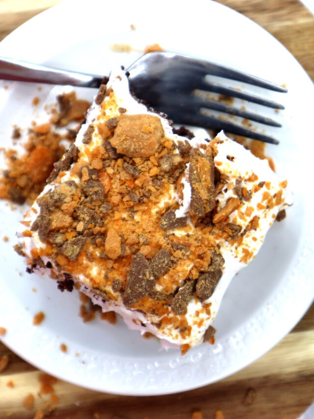 Butterfinger Poke Cake