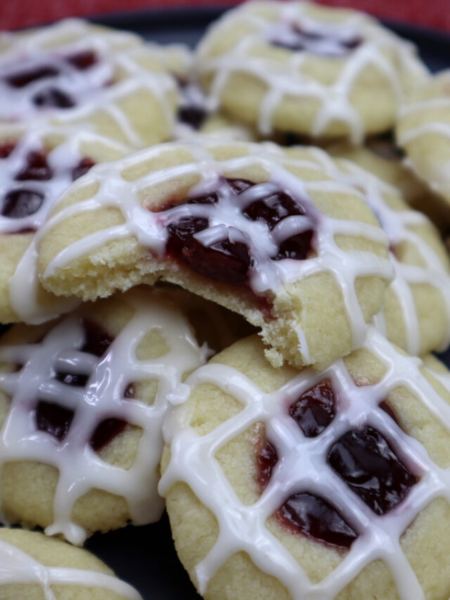 Raspberry Almond Thumbprint Cookies