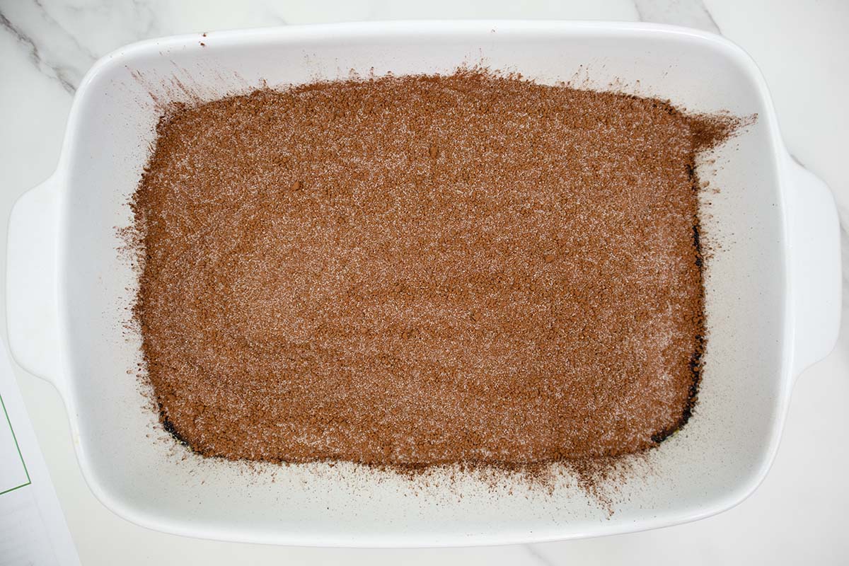 Lava ingredients sprinkled on top of cake batter.