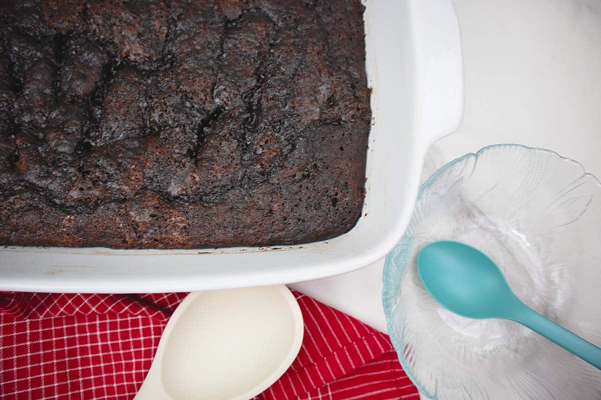 Baked hot fudge pudding cake.