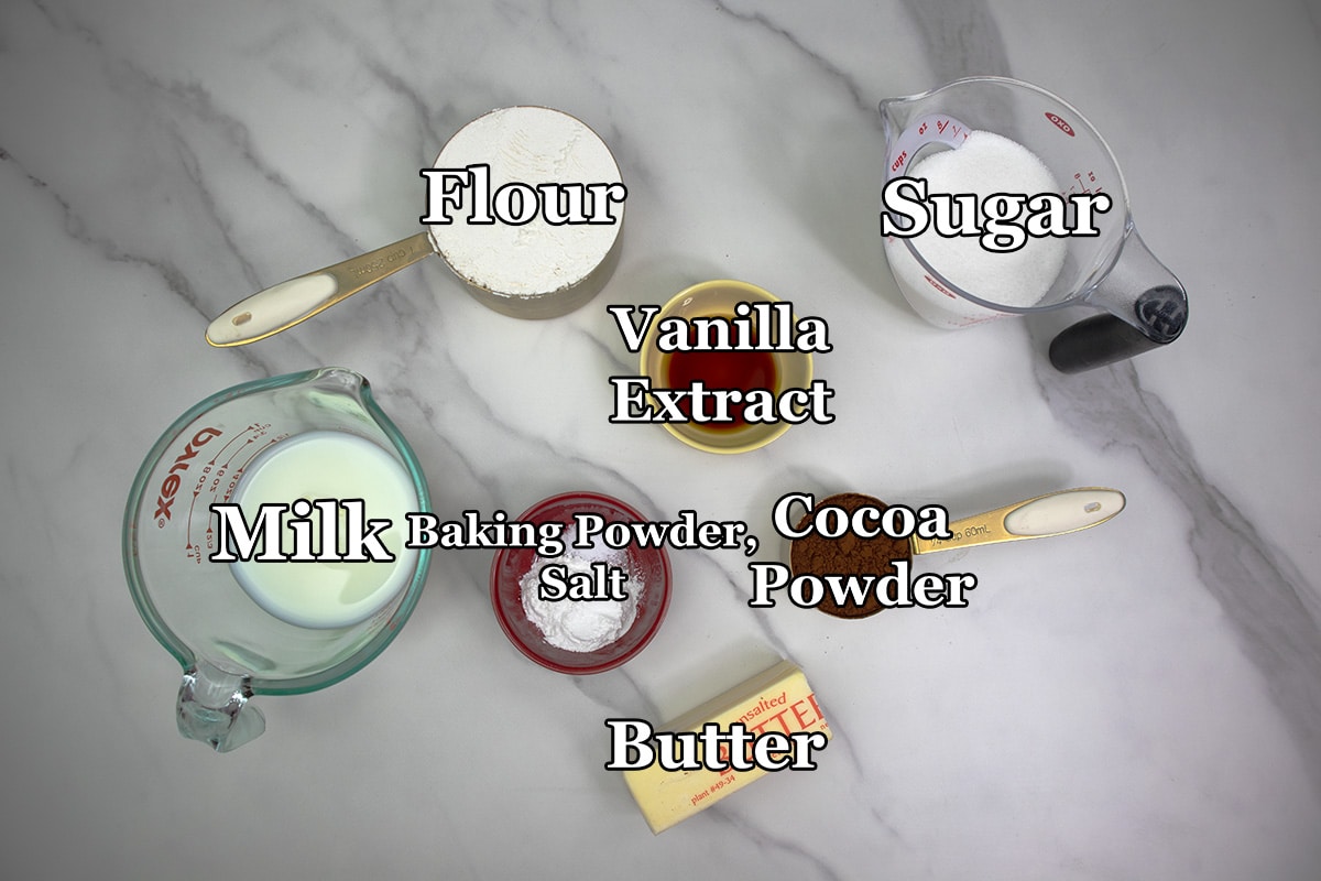 Hot fudge pudding cake ingredients.