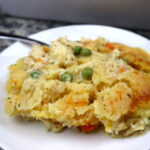 chicken cobbler on a white plate