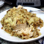 chicken and stuffing served from crockpot
