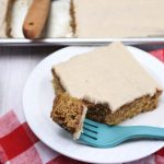 apple butter sheet cake slice on a small plate.