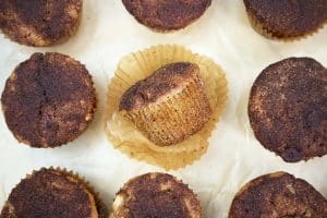Apple Cinnamon Muffins baked in natural paper liners.