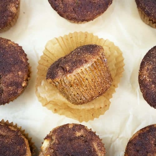 Apple Cinnamon Muffins baked in natural paper liners.